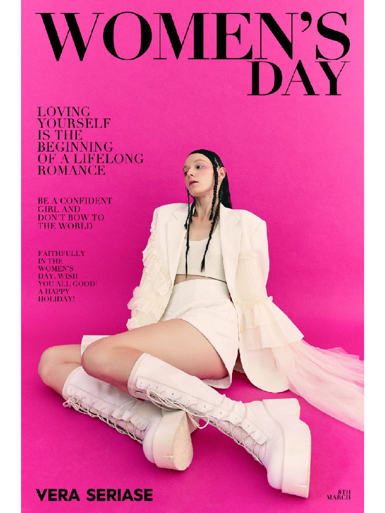 棉麻 H型 翻驳领 荷叶边 粉扑粉 贝壳粉 性感  - VALI鞋履AI设计主图