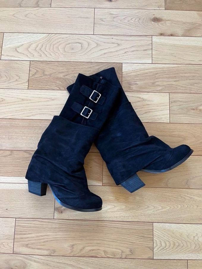 粗跟 中跟 袢扣 低筒 皮革 