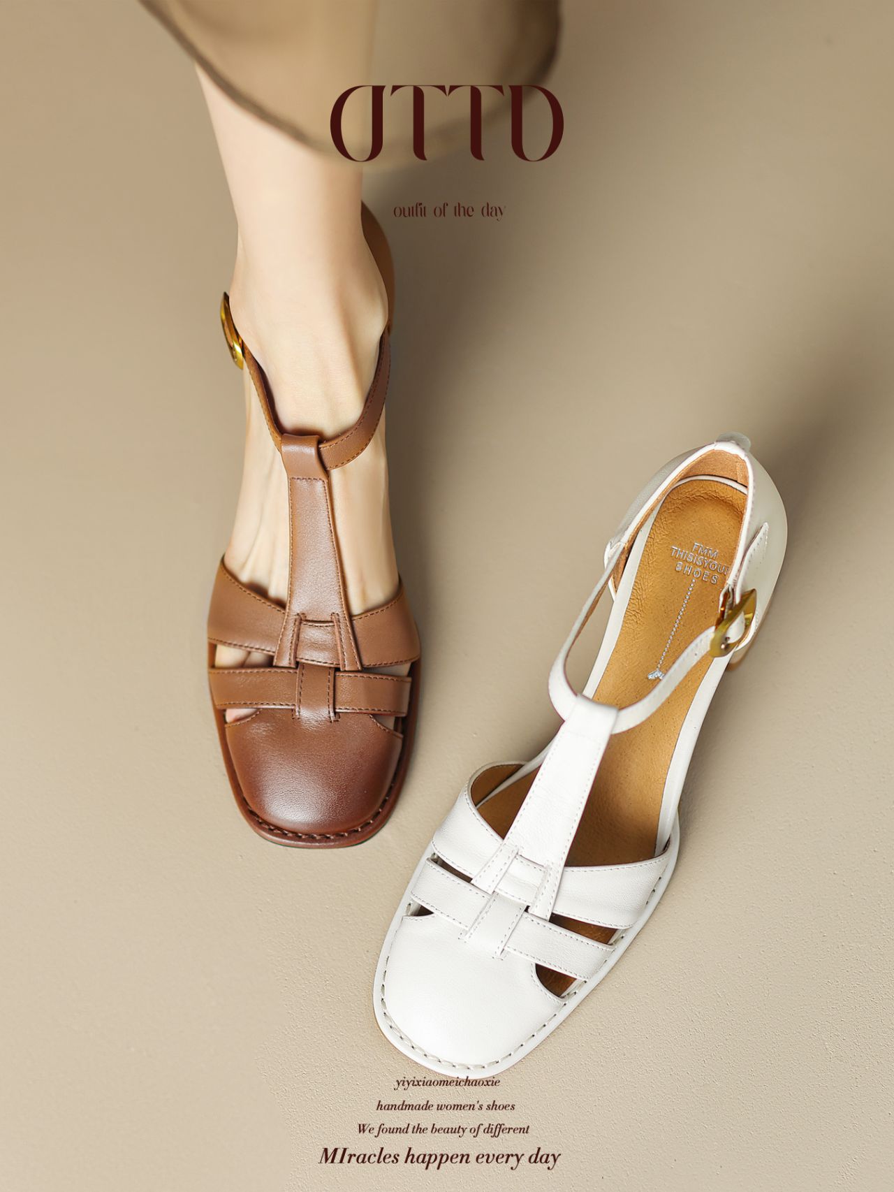 方头 低帮 袢扣 中口鞋 皮革  - VALI鞋履AI设计主图