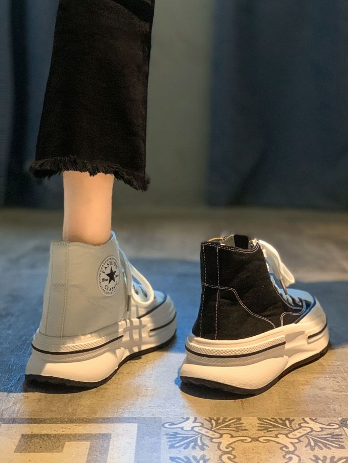 厚底 高帮 系带 深口鞋 