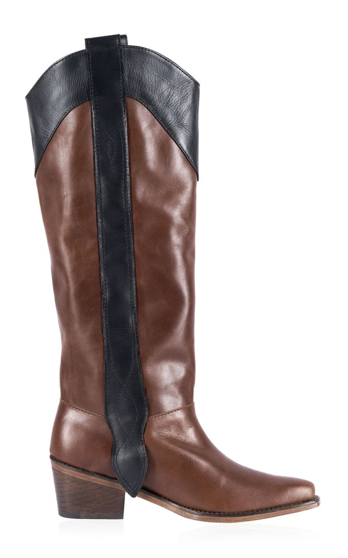 粗跟 高跟 中筒 皮革 