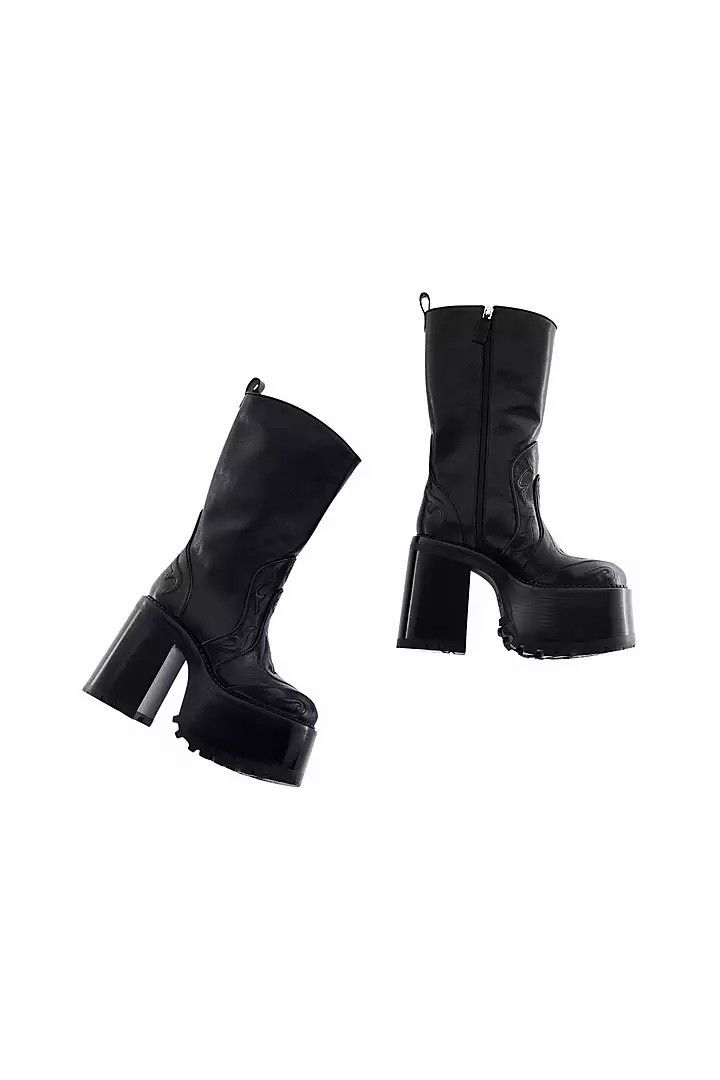 粗跟 高跟 低筒 皮革  - VALI鞋履AI设计主图