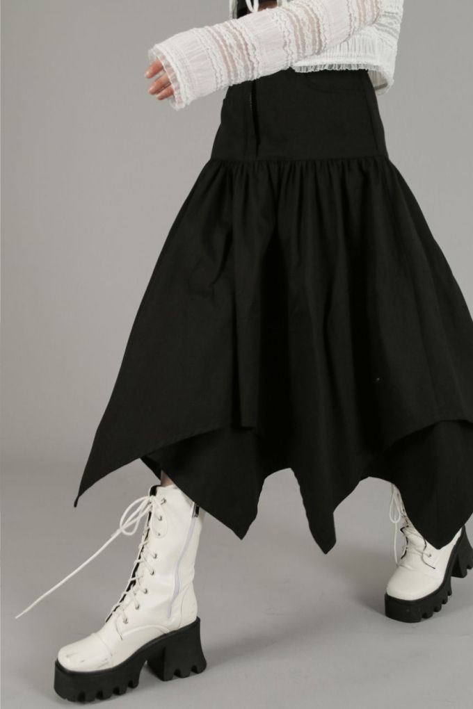 棉麻 A型 抽褶 海盗黑 暗黑风 