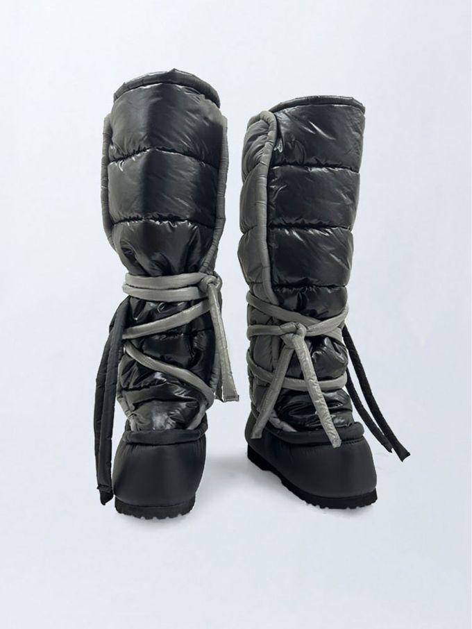 厚底 圆头 袢扣 中筒 皮革 