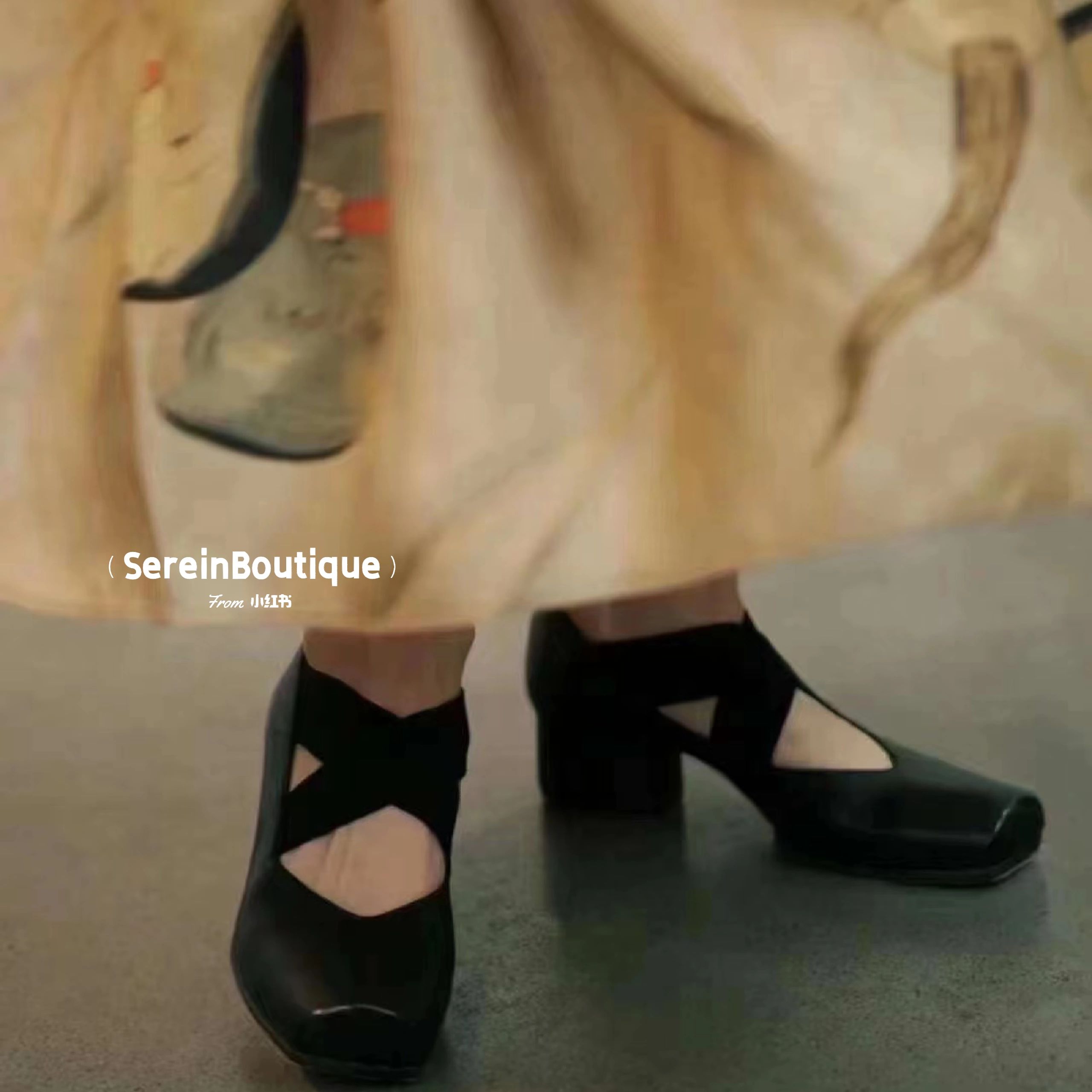 粗跟 中跟 方头 低帮 松紧带 中口鞋 皮革  - VALI鞋履AI设计主图