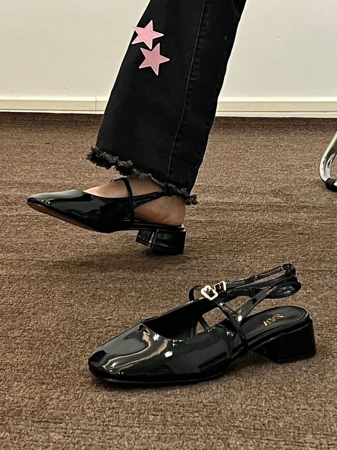 粗跟 中跟 方头 低帮 中口鞋 皮革 