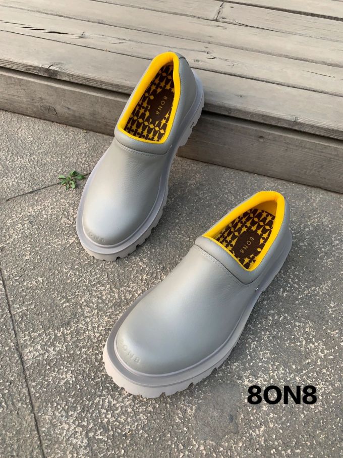 圆头 低帮 一脚蹬 深口鞋 皮革 