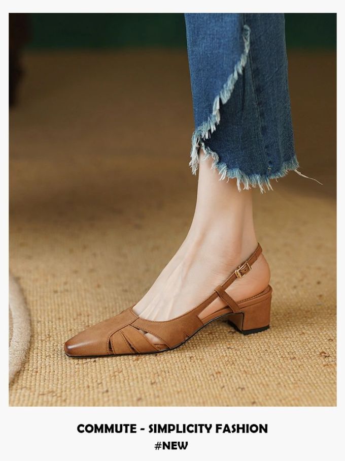 粗跟 中跟 方头 低帮 袢扣 浅口鞋 