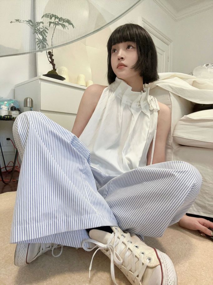 棉麻 条纹/波纹 炽白 