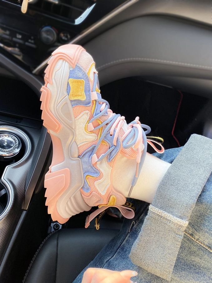 厚底 圆头 低帮 系带 深口鞋 网面 