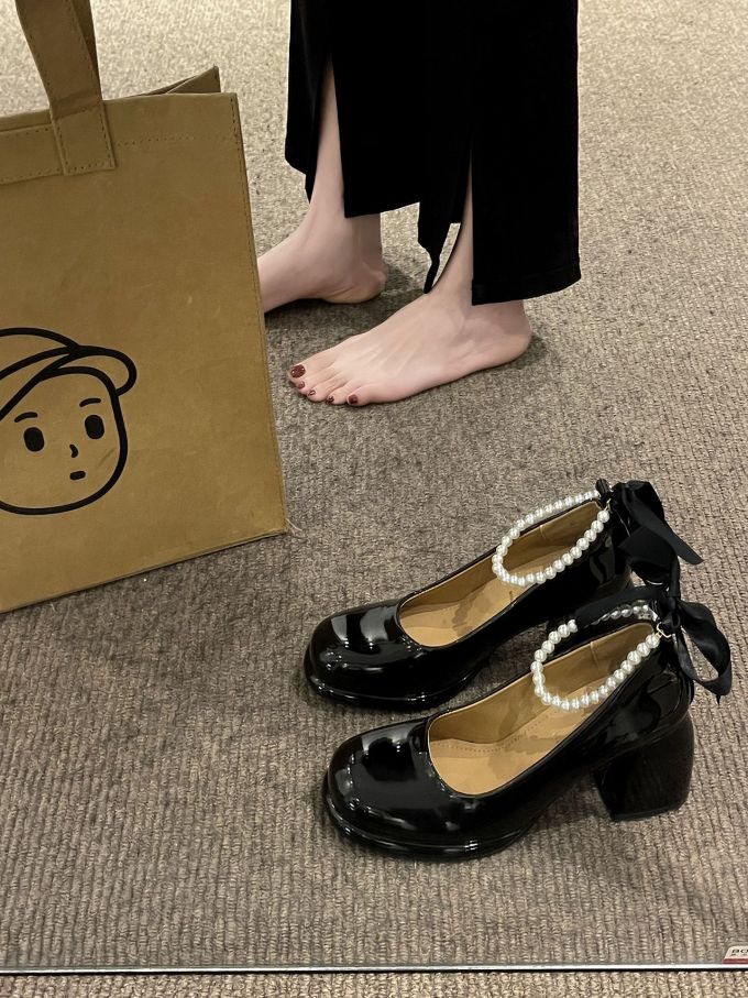 粗跟 中跟 圆头 低帮 浅口鞋 