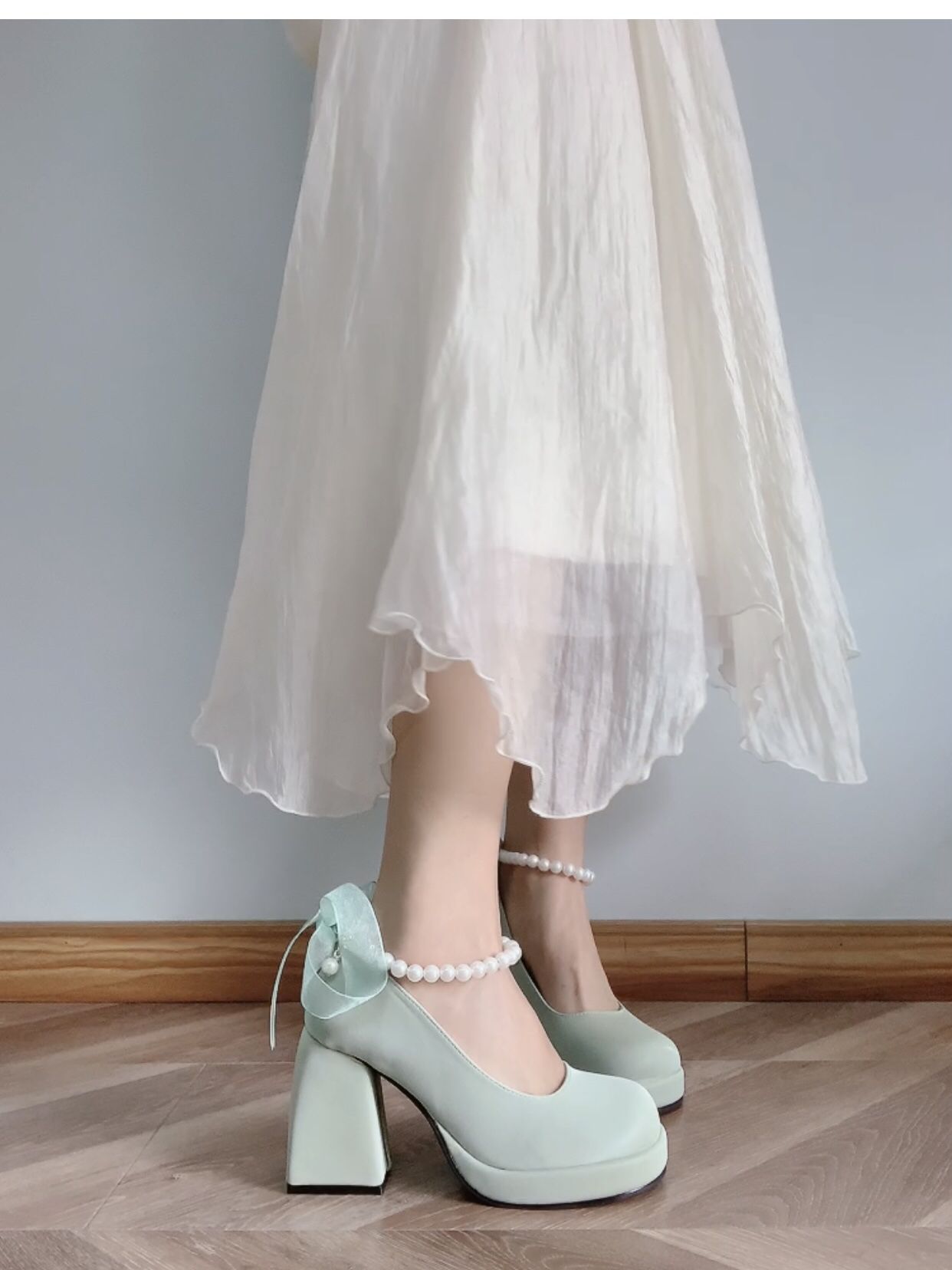 雪纺 A型 细雨色 蒸汽蓝色 云雾色  - VALI鞋履AI设计主图