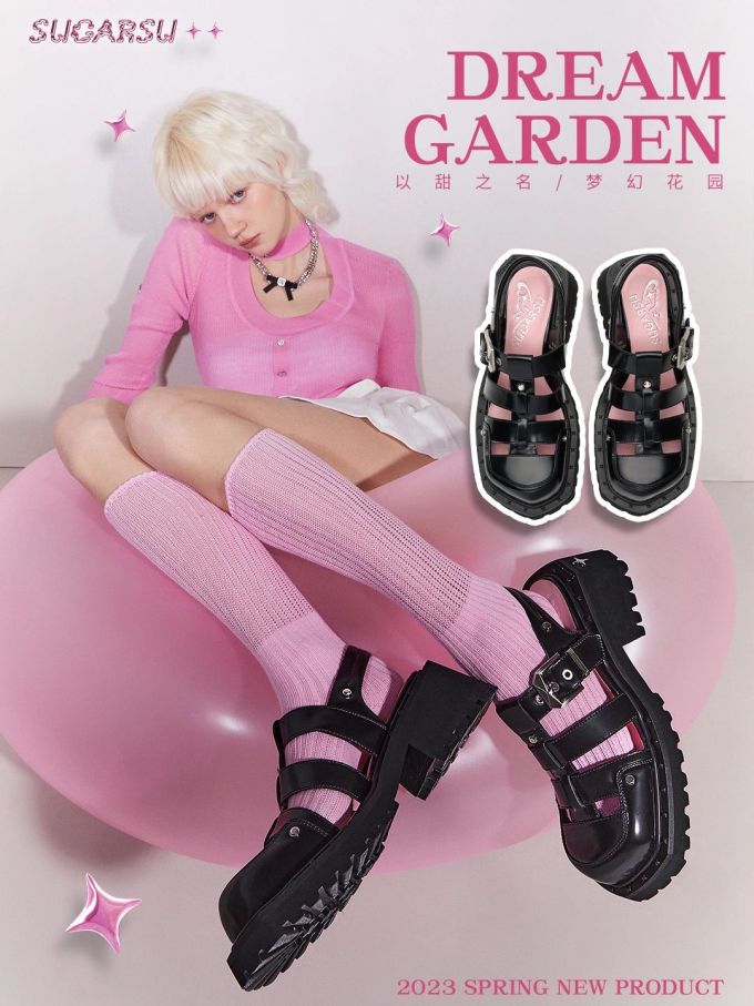 厚底 圆头 低帮 魔术贴 中口鞋 皮革 