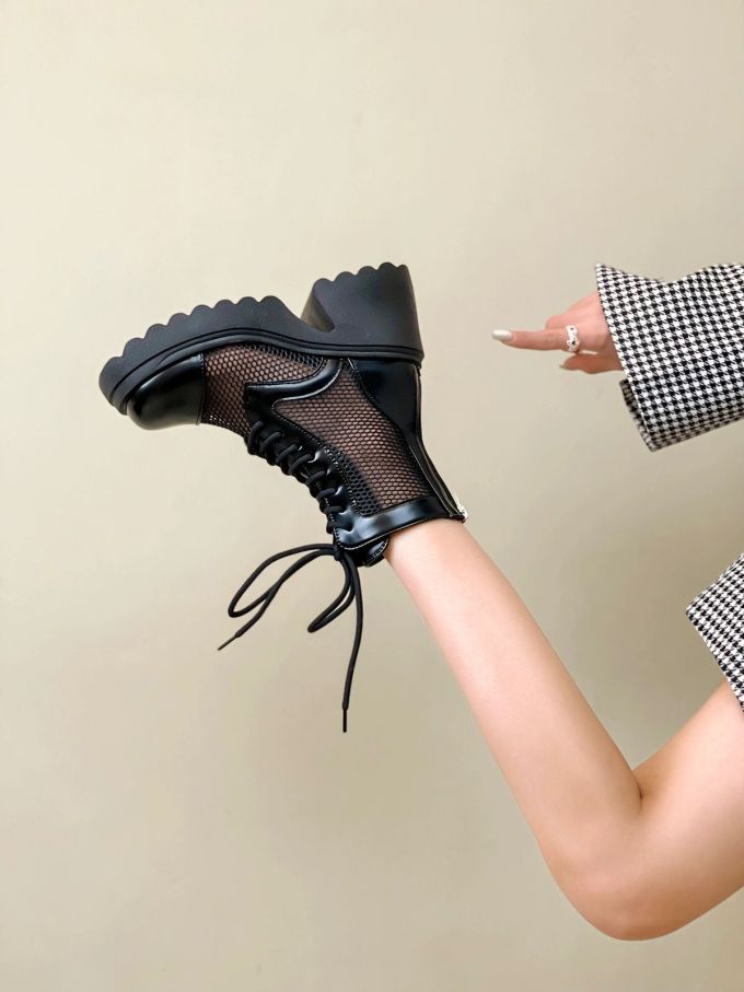 圆头 系带 网面 