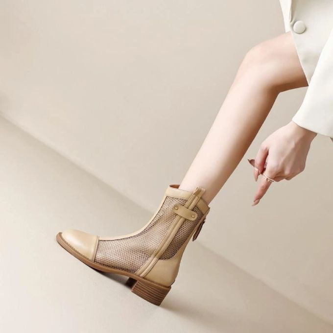 低跟 粗跟 拉链 