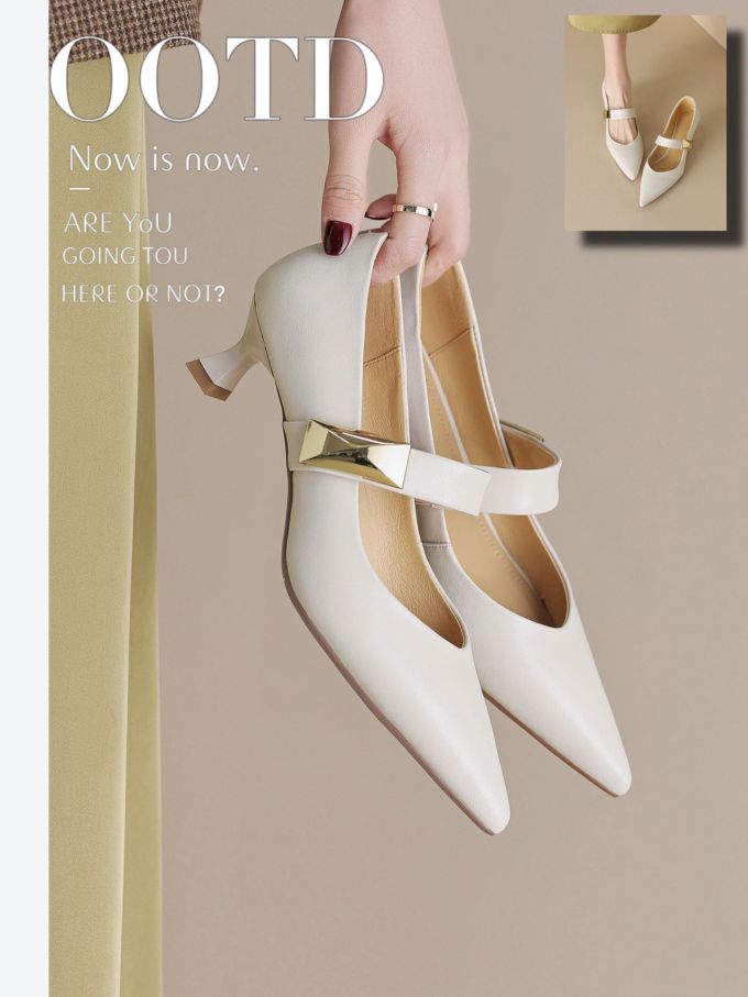 尖头 浅口鞋 皮革 