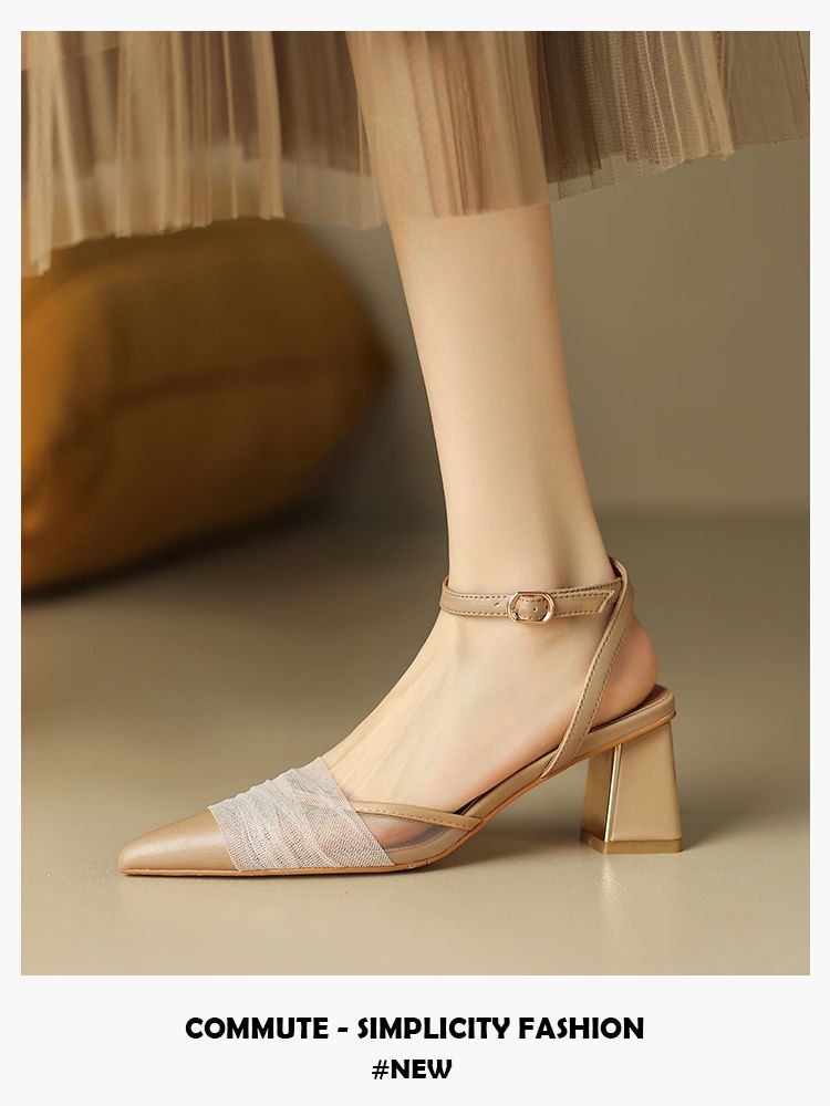 粗跟 中跟 尖头 低帮 袢扣 浅口鞋  - VALI鞋履AI设计主图