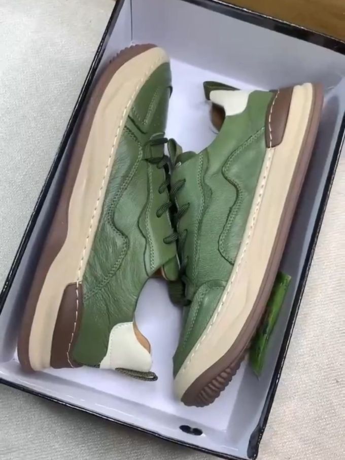 平底 圆头 低帮 系带 深口鞋 皮革 