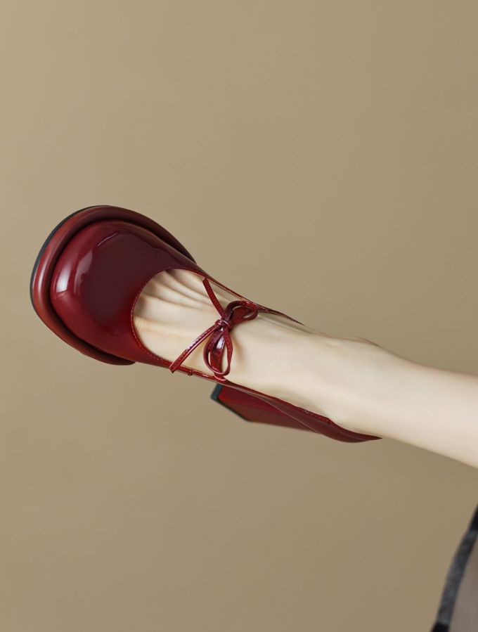 圆头 弹力绳 袢扣 中口鞋 皮革 