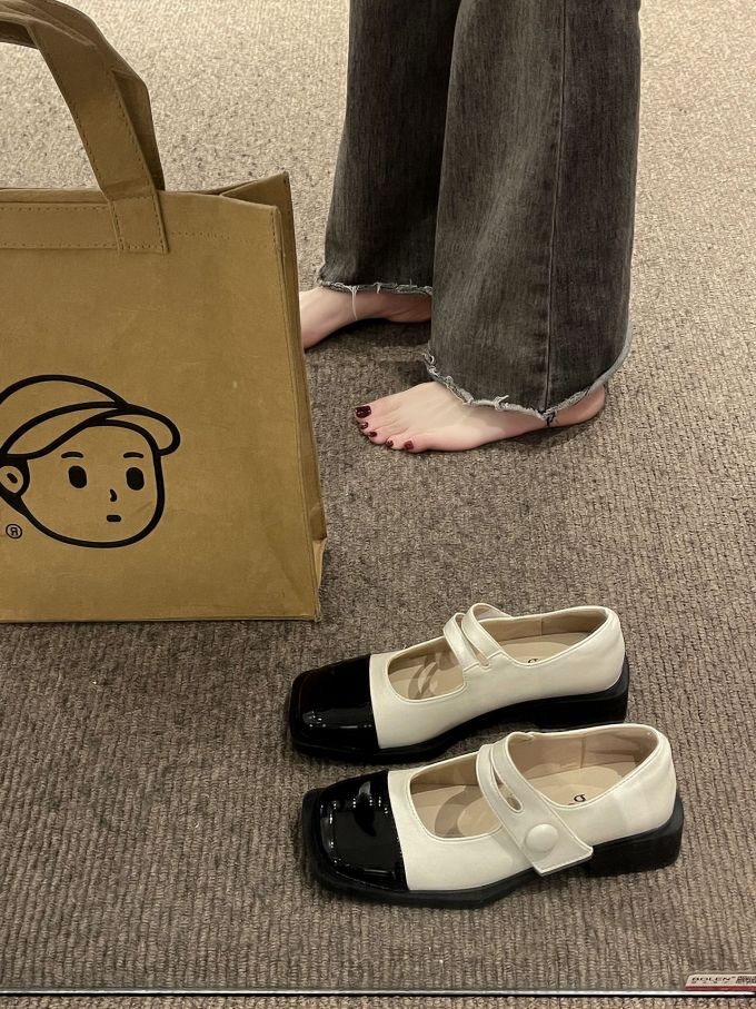 方头 魔术贴 中口鞋 皮革 