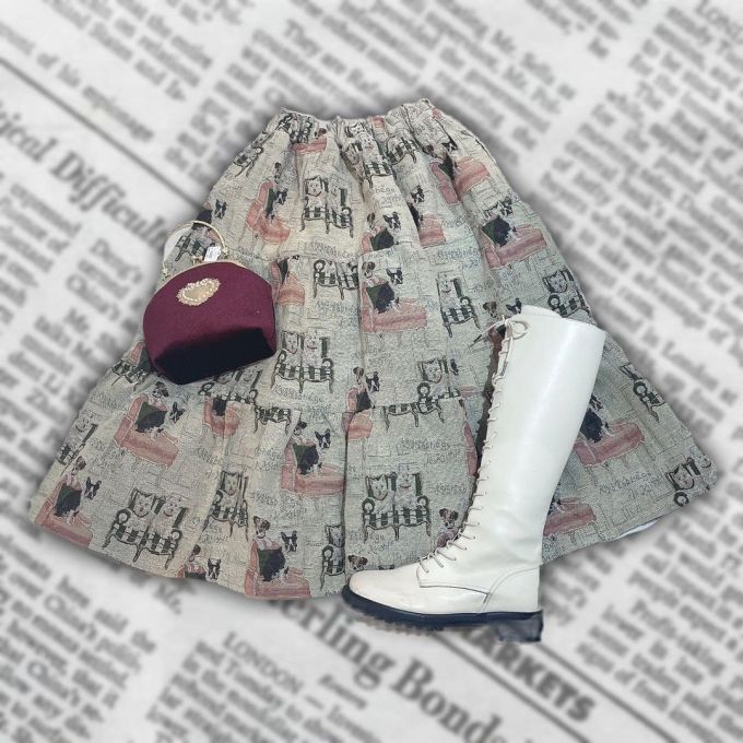 A型 卡通次元 文字图案 印花 火石灰 月光灰色 