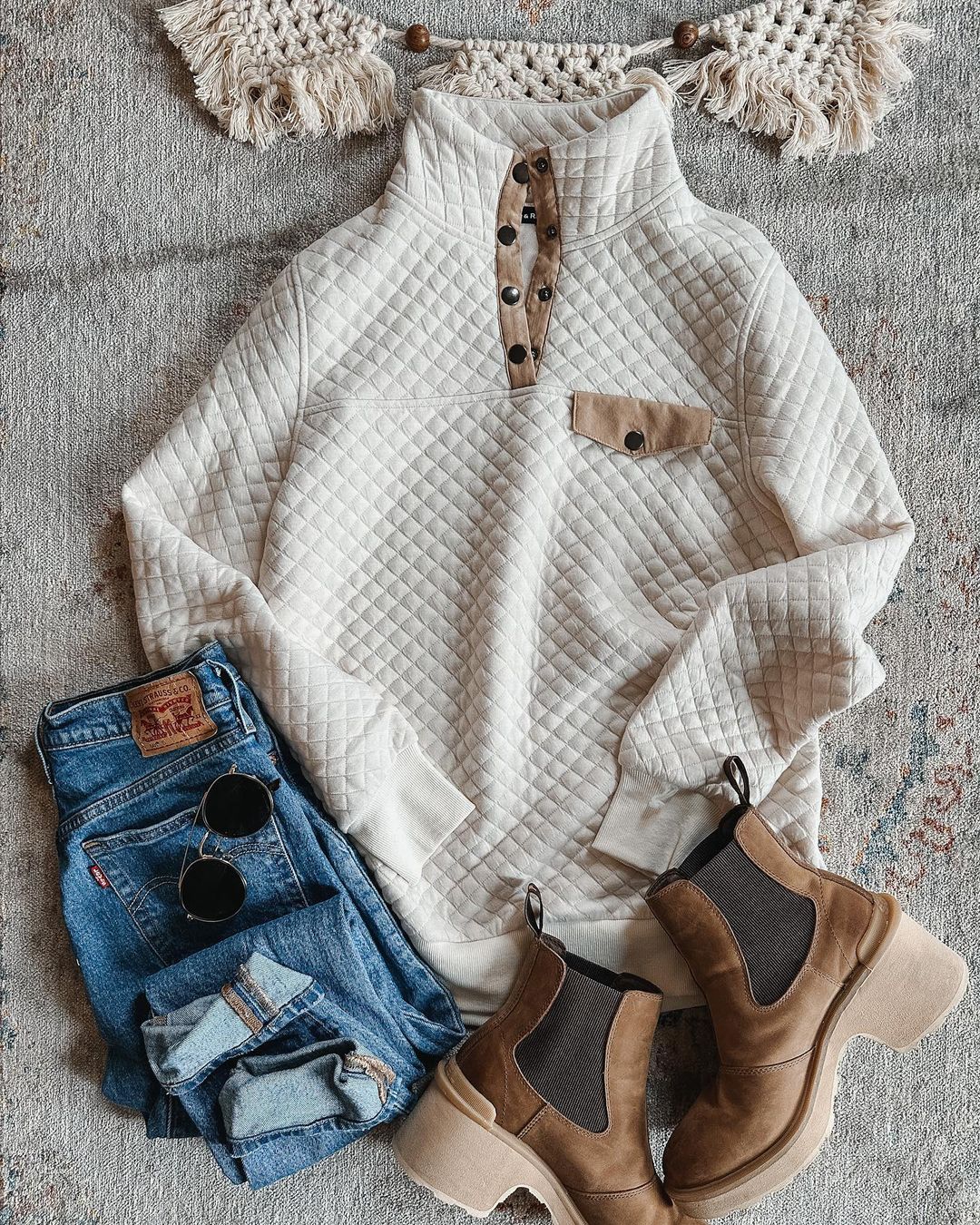 毛纺 立领 提花-绞花 黎明蓝 蒸汽蓝色 气泡白  - VALI鞋履AI设计主图