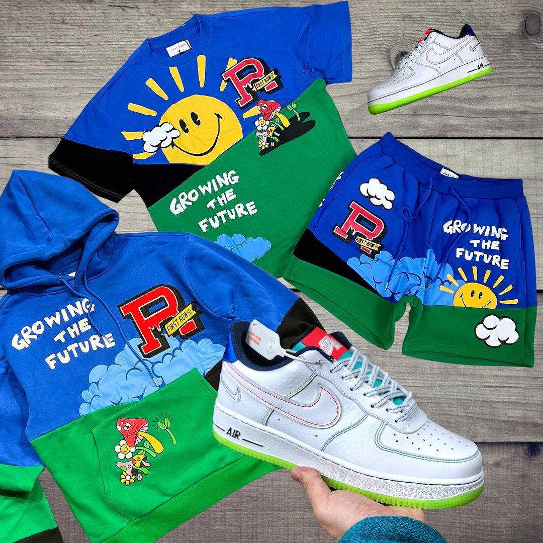 针织面料 连帽领 卡通次元 文字图案 印花 潜水蓝 基础绳带  - VALI鞋履AI设计主图