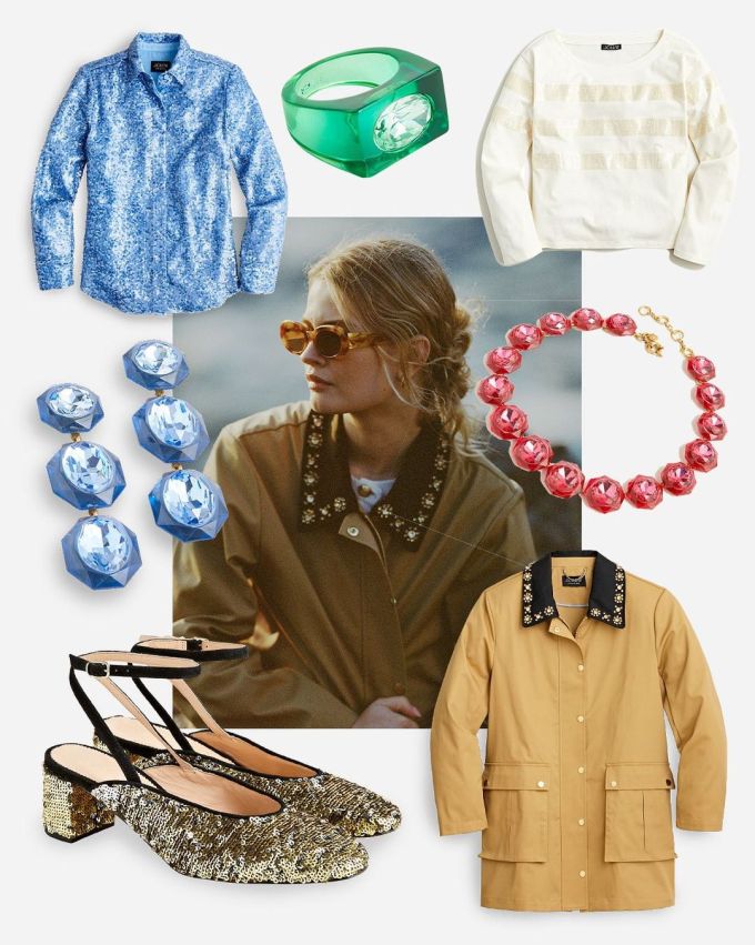 翻领 钉珠-亮片 边缘装饰 橄榄酱色 基础扣饰 都市 