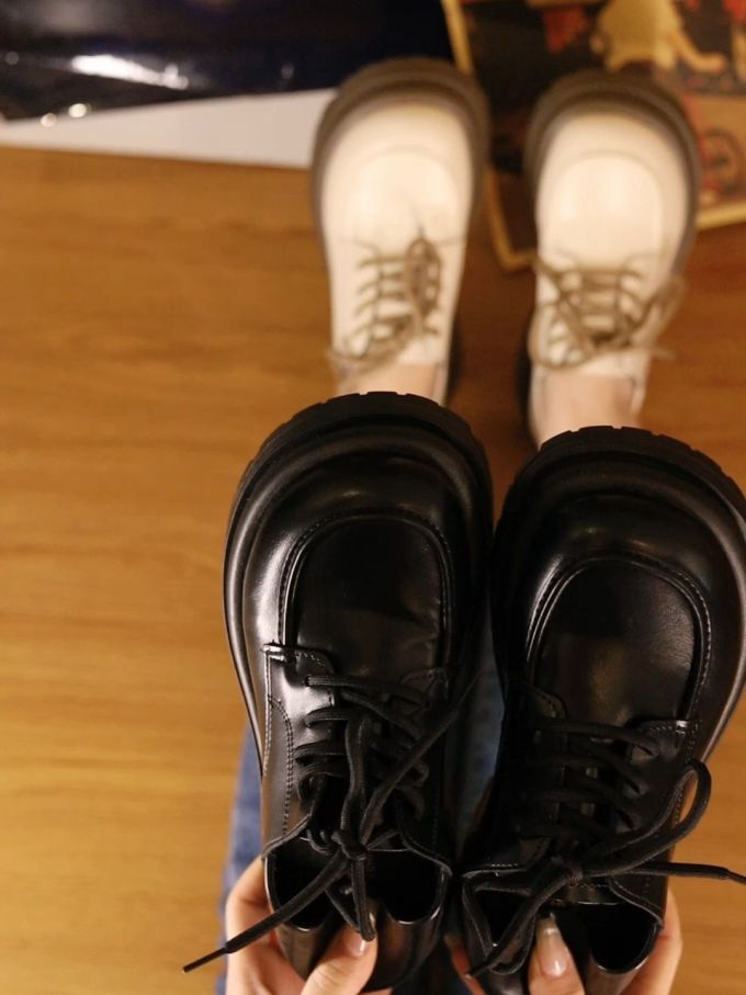 圆头 系带 皮革 