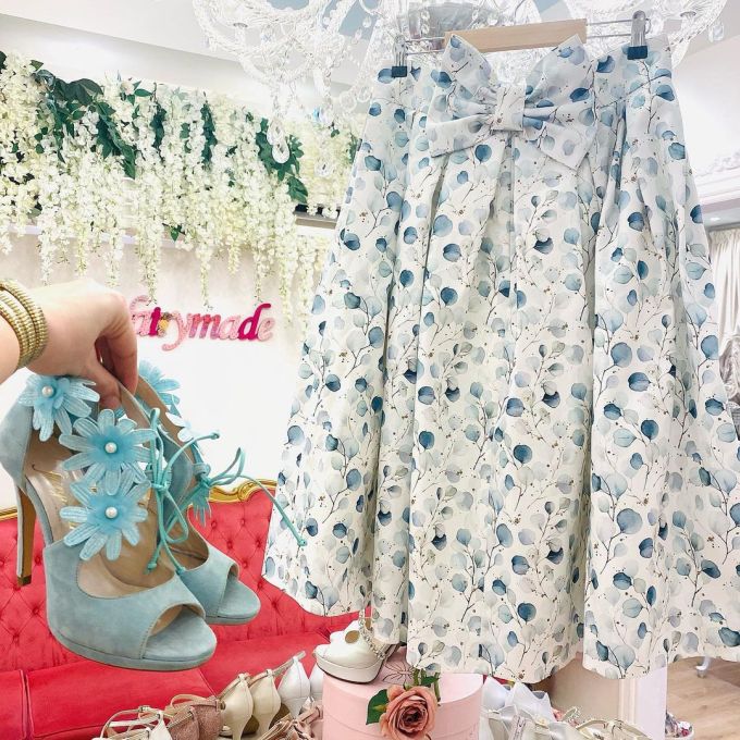 棉麻 A型 植物/花卉 碎花 印花 黎明蓝 云白 月光灰色 