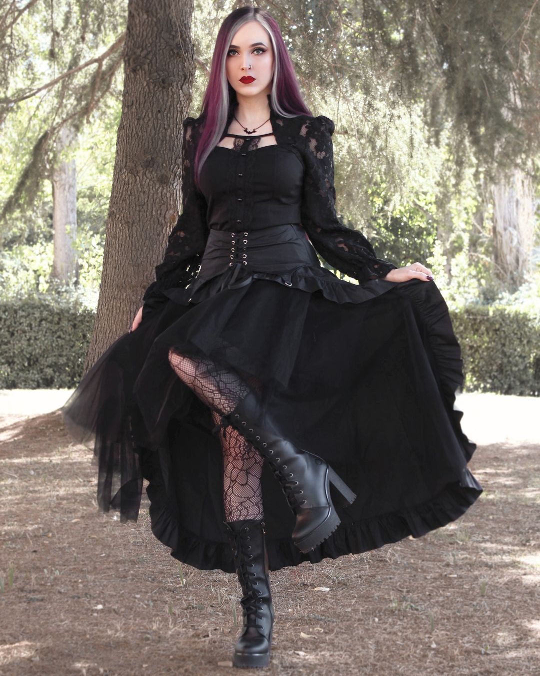 纱 A型 层叠 抽褶 荷叶边 踢踏舞鞋色 洛丽塔 哥特风  - VALI鞋履AI设计主图