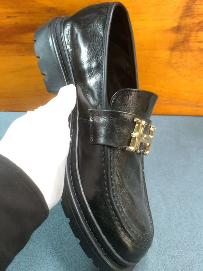 圆头 低帮 一脚蹬 深口鞋 皮革 