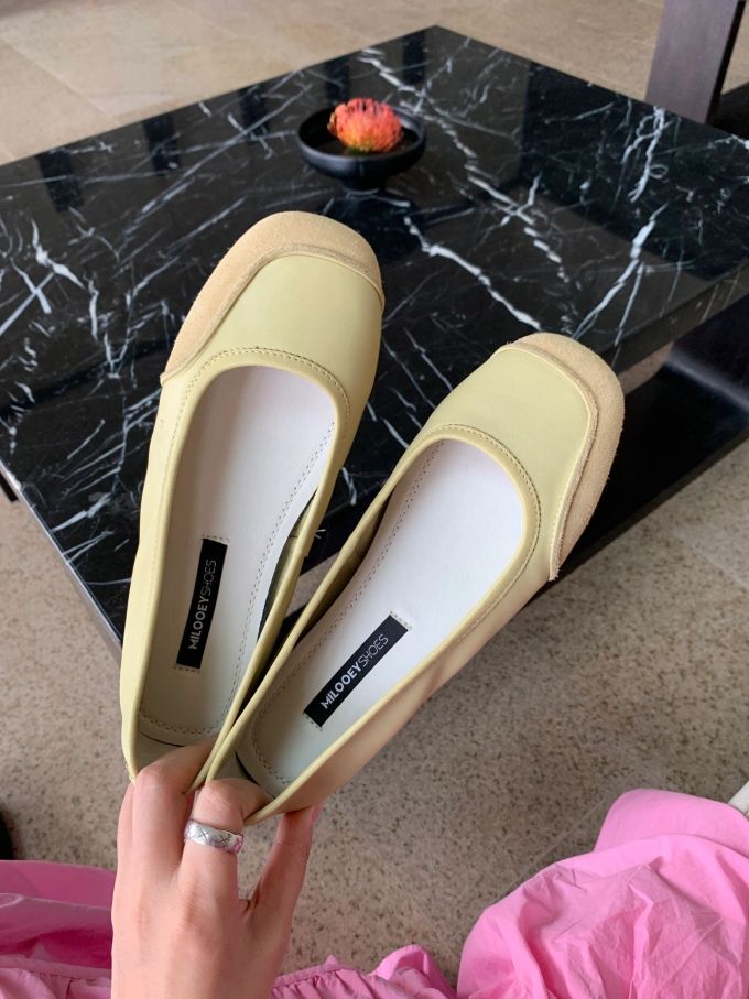 方头 一脚蹬 中口鞋 皮革 