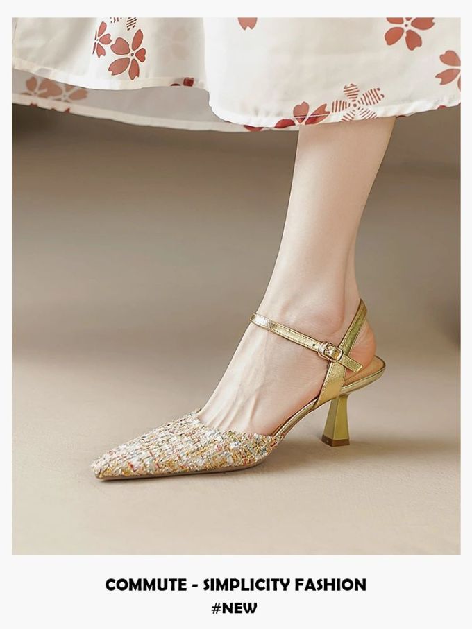 中跟 粗跟 无帮 袢扣 