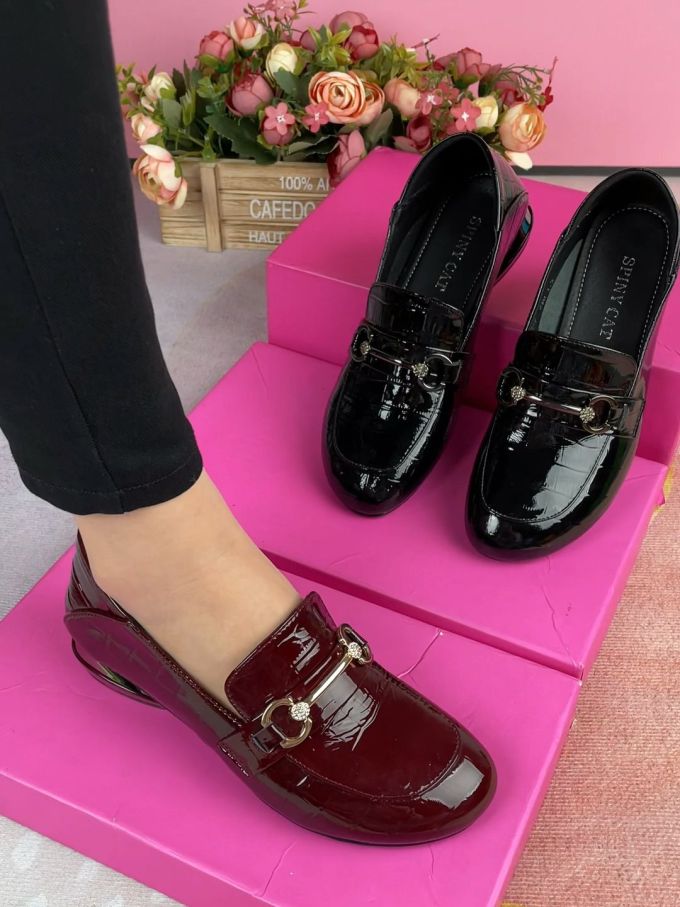 圆头 低帮 一脚蹬 深口鞋 皮革 