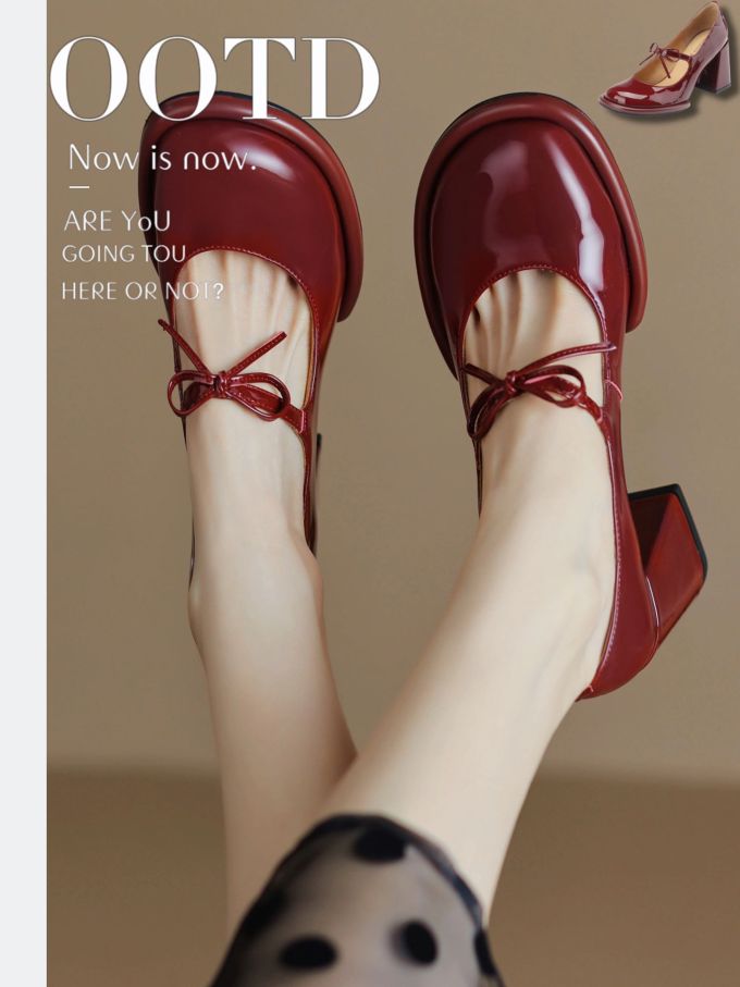 圆头 中口鞋 皮革 