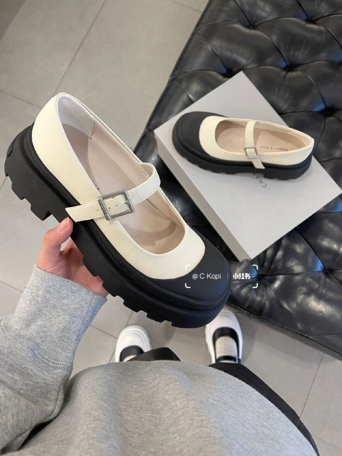 厚底 圆头 袢扣 中口鞋 皮革 