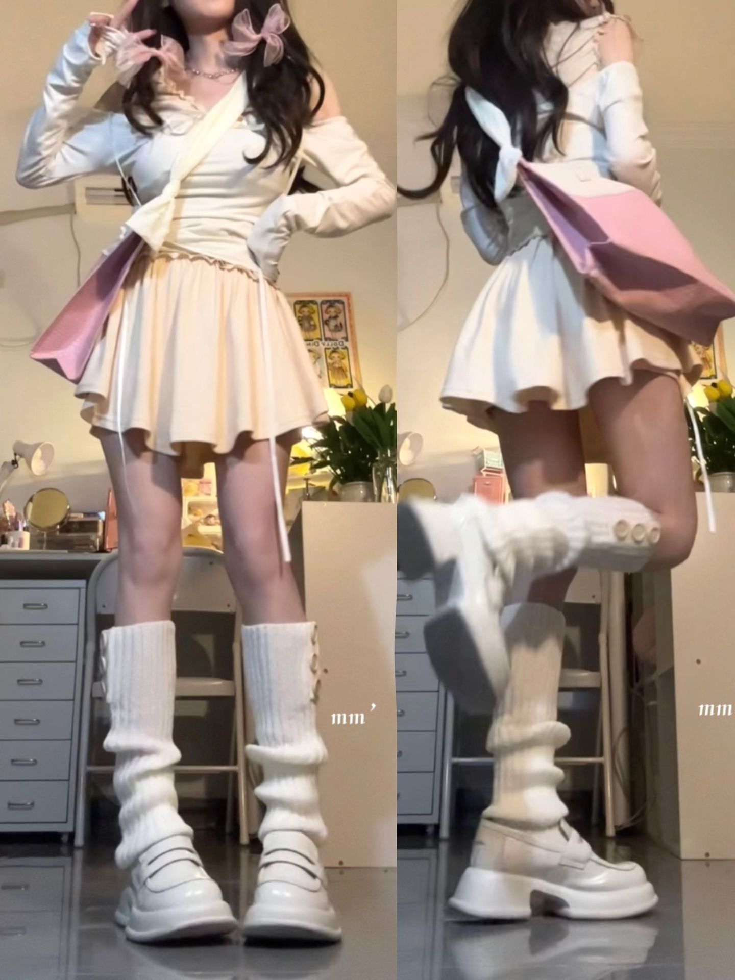 雪纺 A型 喷流白 粉扑粉 踢踏舞鞋色  - VALI鞋履AI设计主图