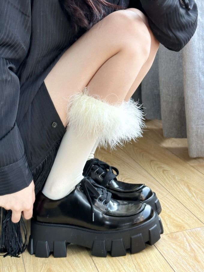 厚底 圆头 皮革 