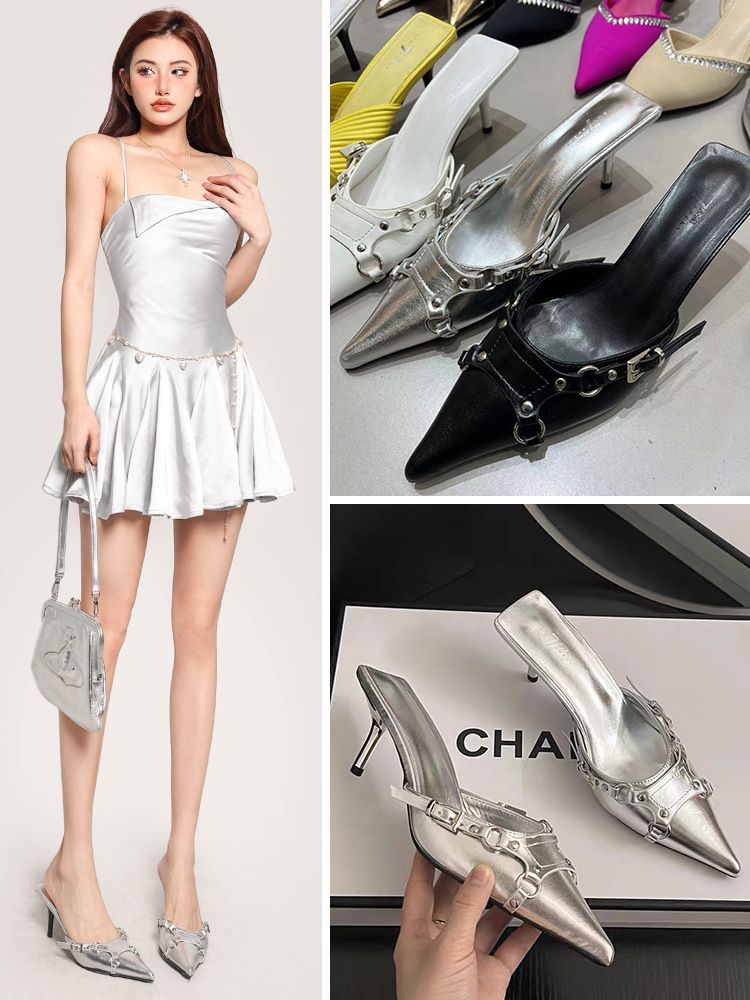 细跟 无帮 袢扣 皮革  - VALI鞋履AI设计主图