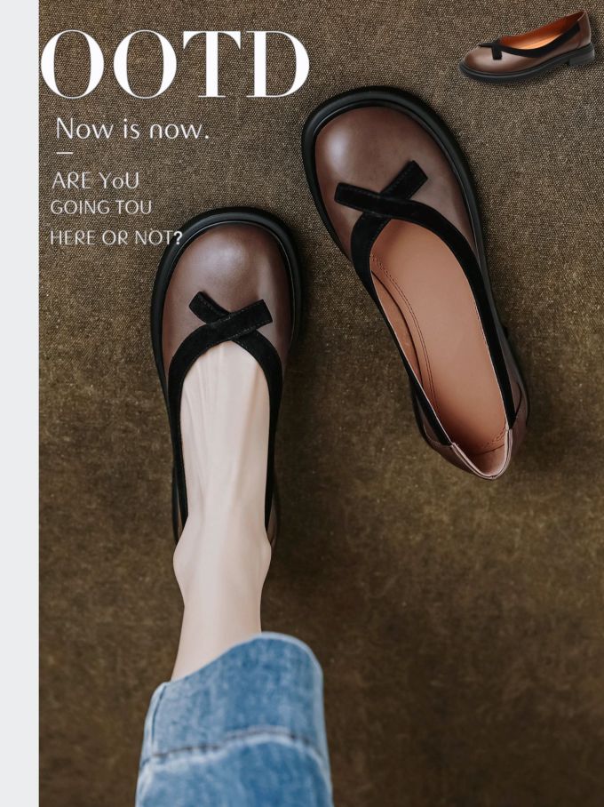 圆头 低帮 浅口鞋 皮革 