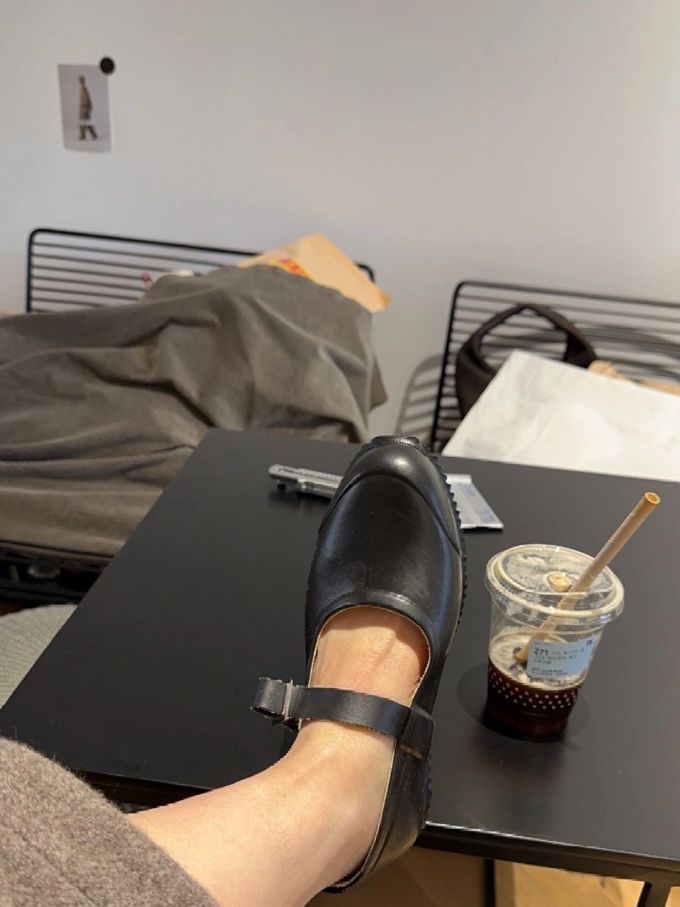 圆头 中口鞋 皮革 