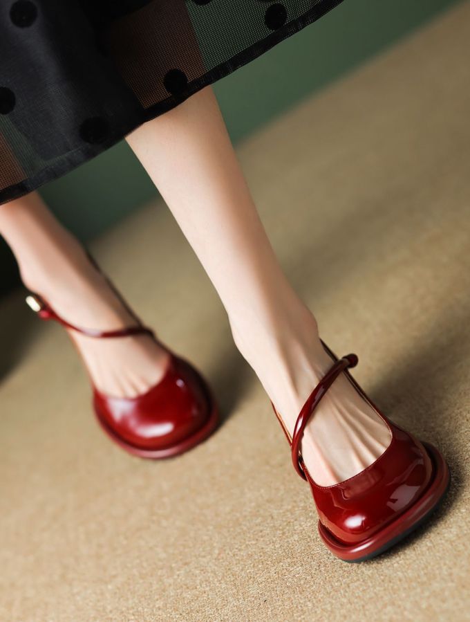 圆头 中口鞋 皮革 