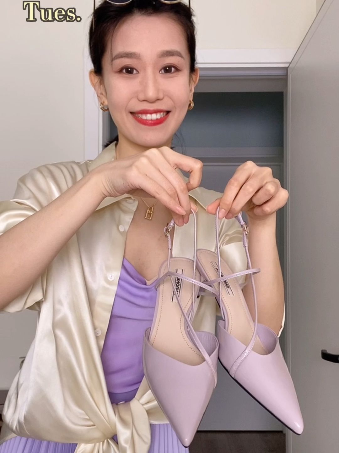 真丝 / 丝绸 H型 轻粉色 基础扣饰 都市  - VALI鞋履AI设计主图