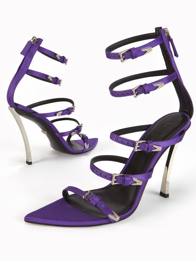 高跟 细跟 无帮 袢扣 皮革 