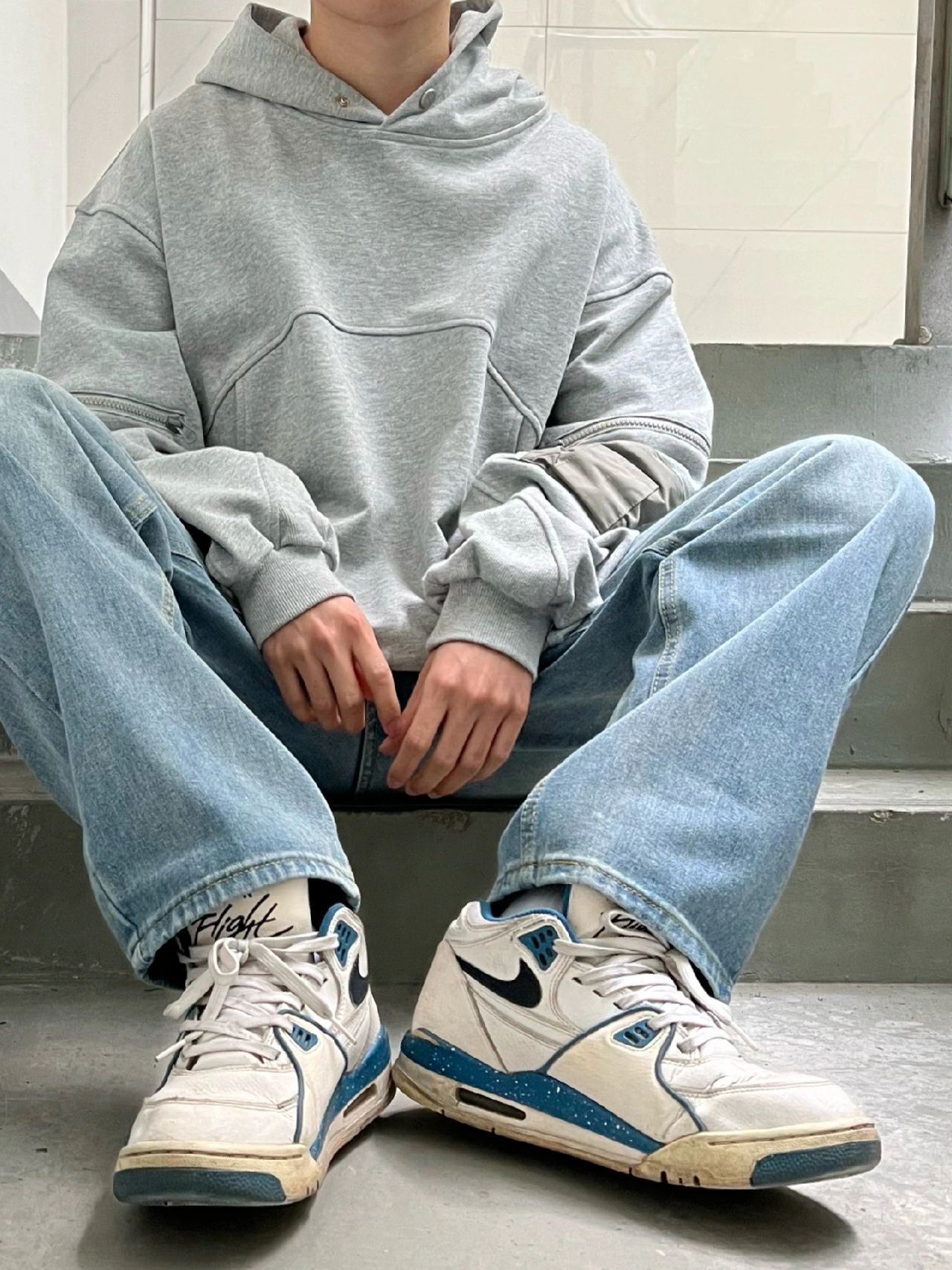 牛仔面料 洗水 毛边 雾蓝色 基础绳带  - VALI鞋履AI设计主图