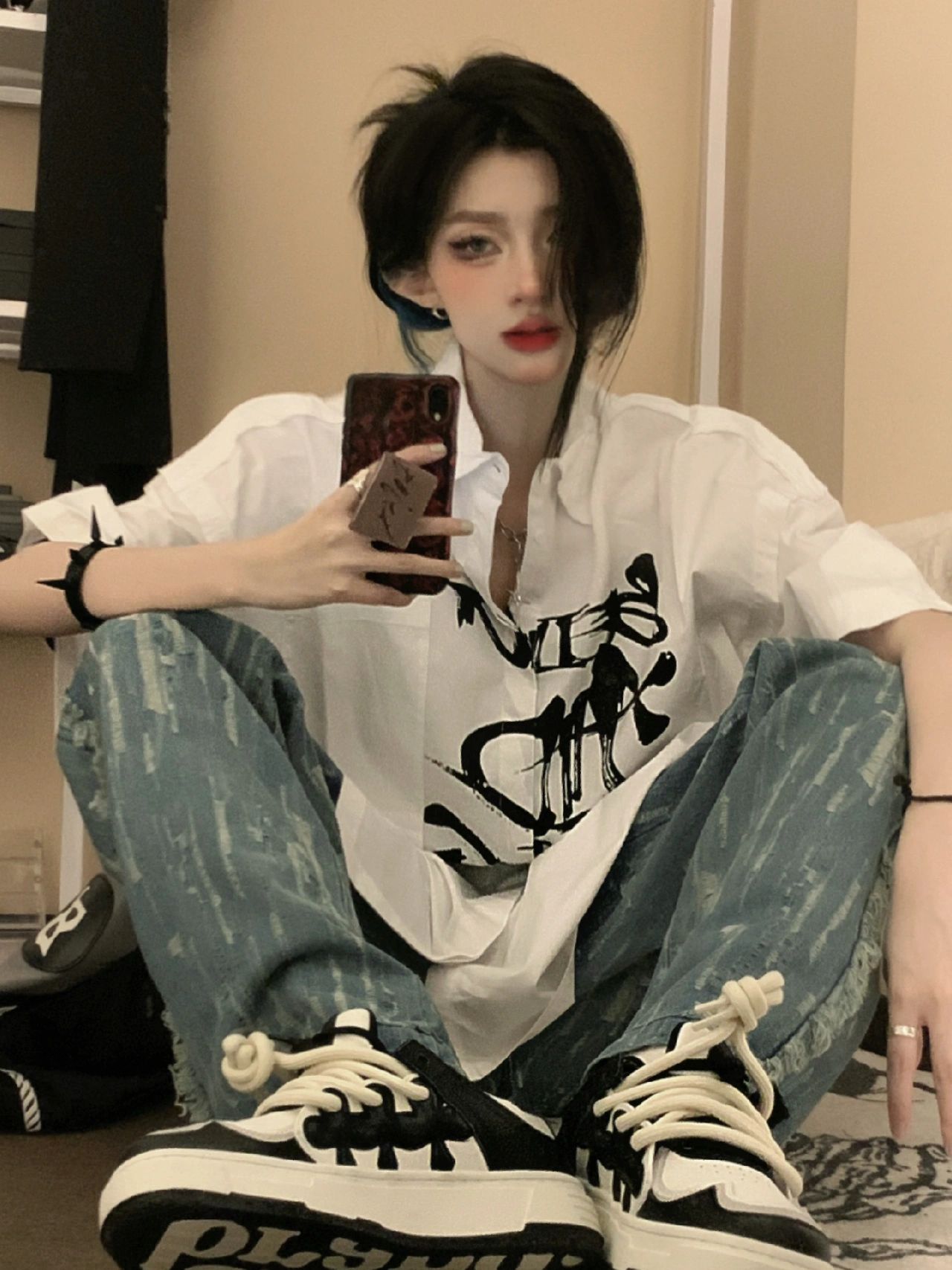 针织面料 H型 文字图案 印花 腐殖土色 胡桃色 浅米灰色  - VALI鞋履AI设计主图