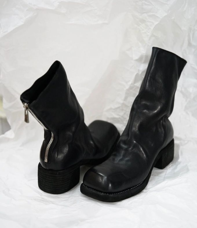 中跟 粗跟 方头 皮革 