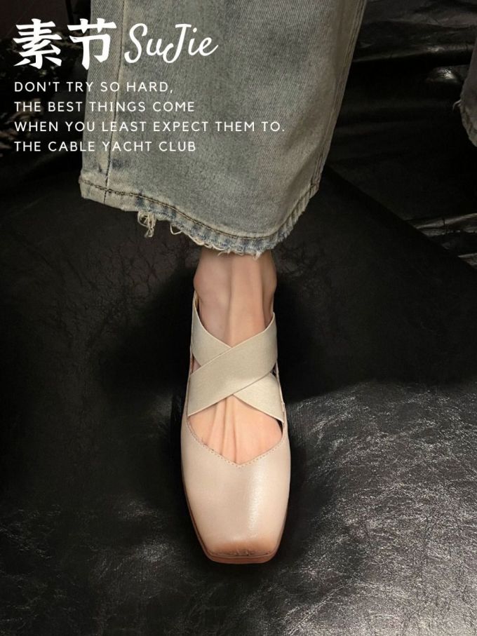 方头 松紧带 中口鞋 皮革 