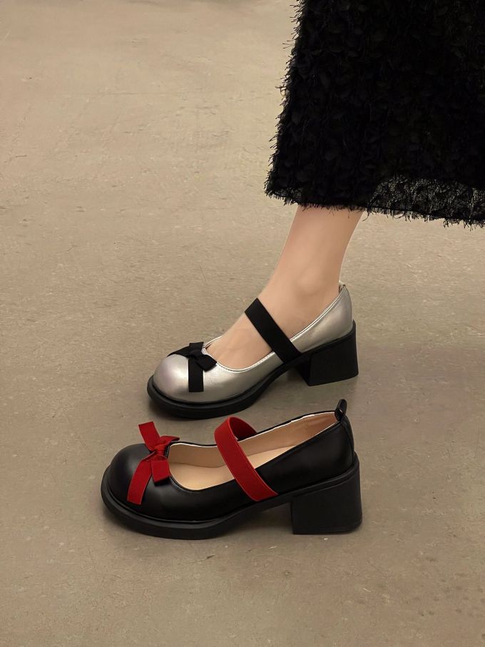 圆头 浅口鞋 皮革 